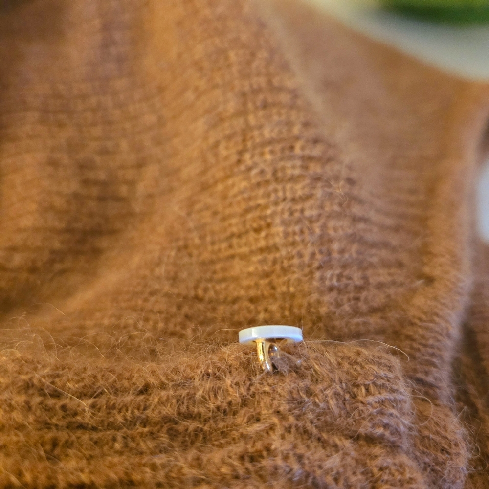 Sezane Cozy Button-Front Cardigan in Warm Brown - Picture 5 of 7